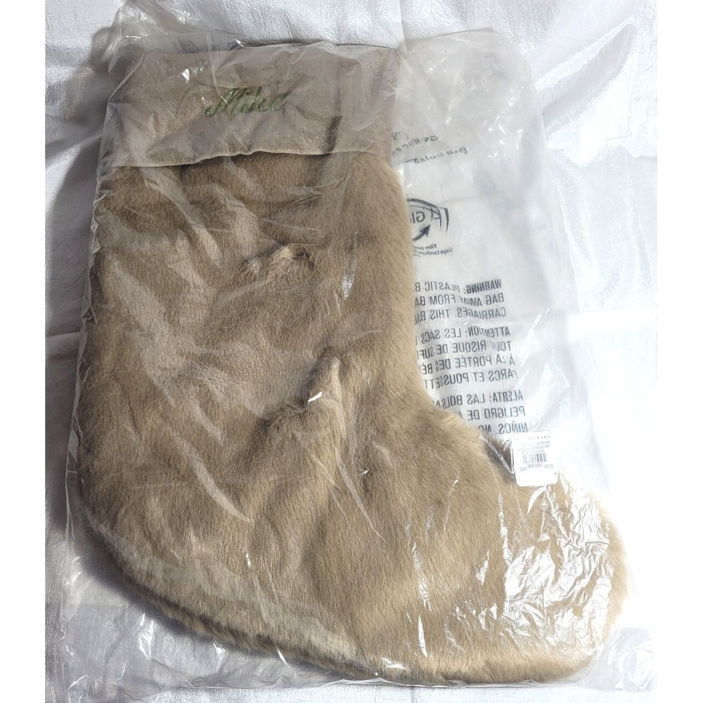 Pottery Barn Faux Fur Alpaca Medium Christmas Stocking - Premade Monogram 'Mike' - Picture 1 of 4